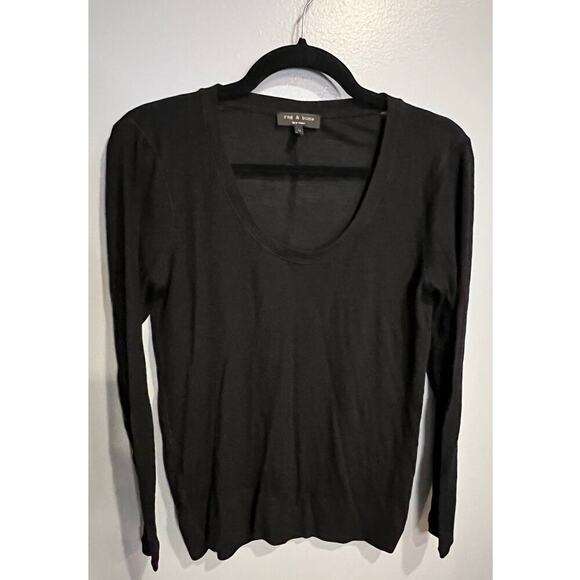Rag & Bone Sheer Long Sleeve Top in Black - Size Medium - Picture 1 of 7